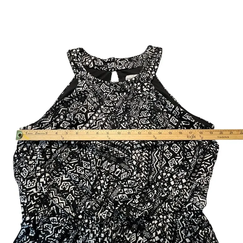 Emma & Michele Black White Jumpsuit Large Sleeveless Drawstring Waist Pockets - Picture 8 of 8